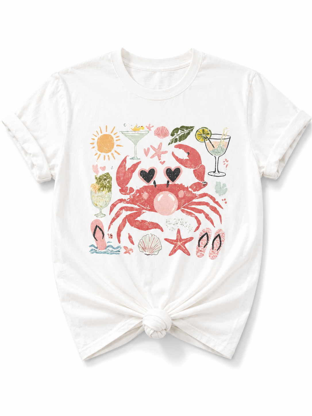 Plus/Reg Short Sleeve Bubblegum Crab Summer Graphic Tee