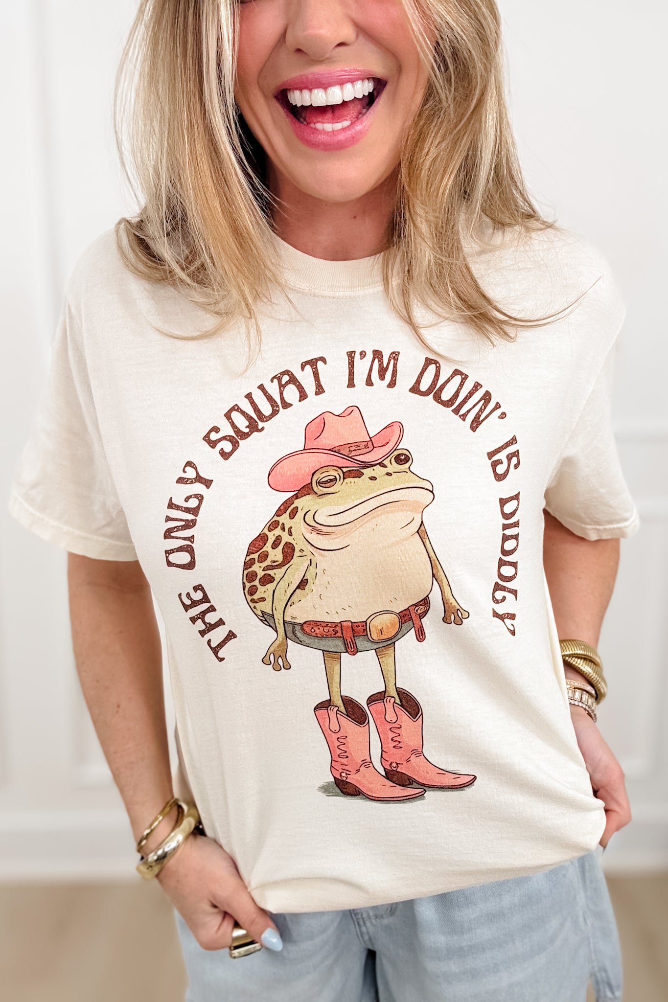 Plus/Reg Short Sleeve "The Only Squat I'm Doin' Is Diddly " Graphic Tee