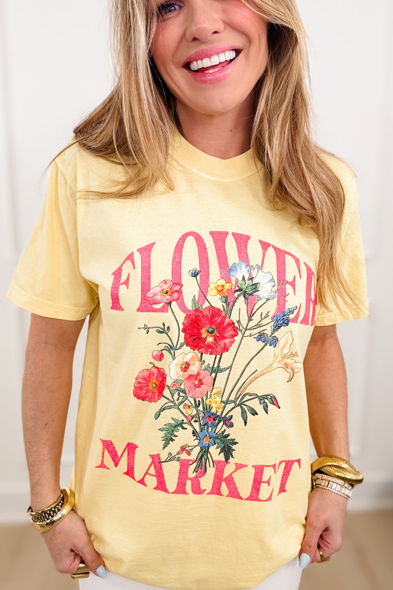 Plus/Reg Short Sleeve "Flower Market" Graphic Tee
