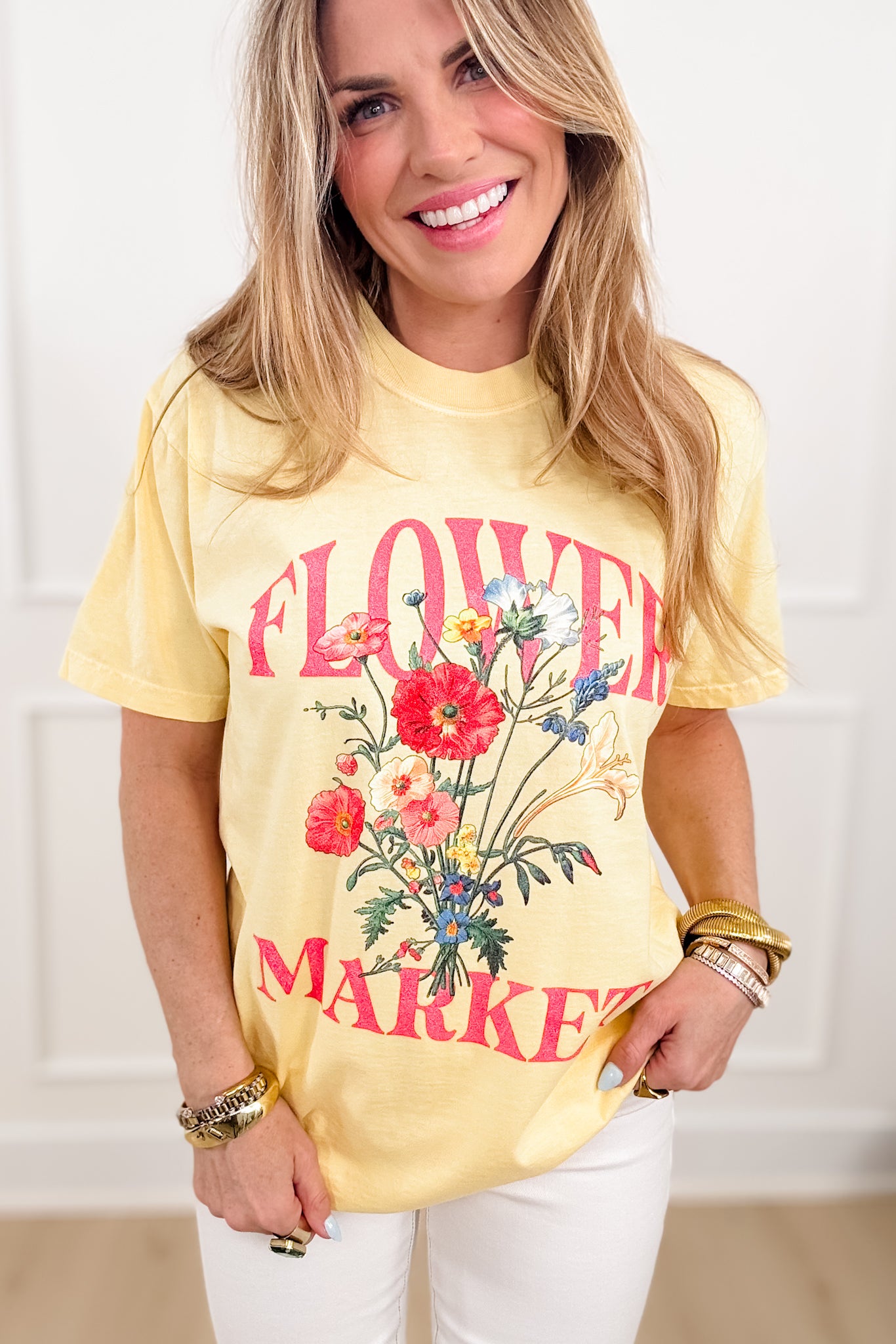 Plus/Reg Short Sleeve "Flower Market" Graphic Tee