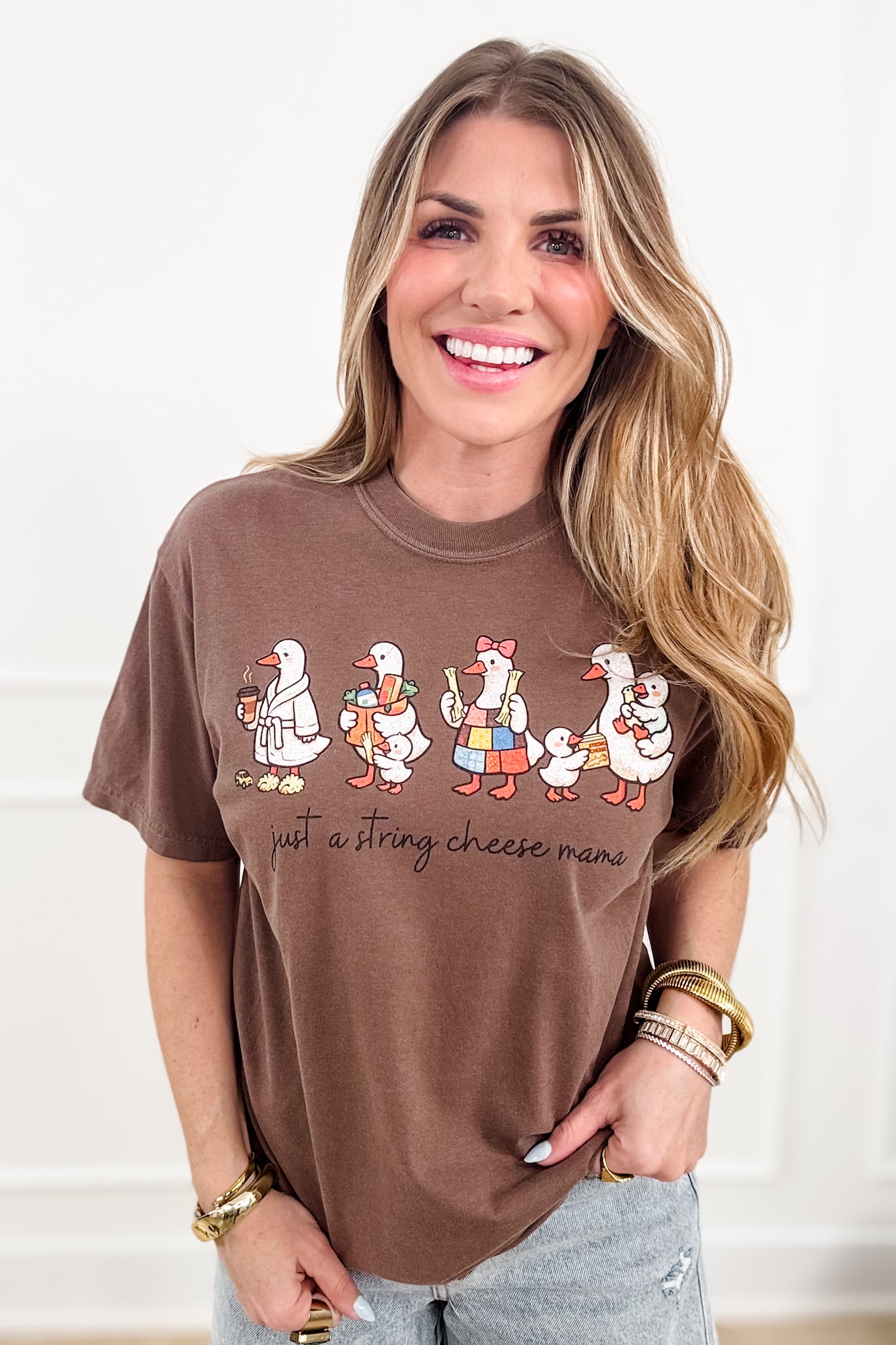 Plus/Reg Short Sleeve "Just a String Cheese Mama" Graphic Tee