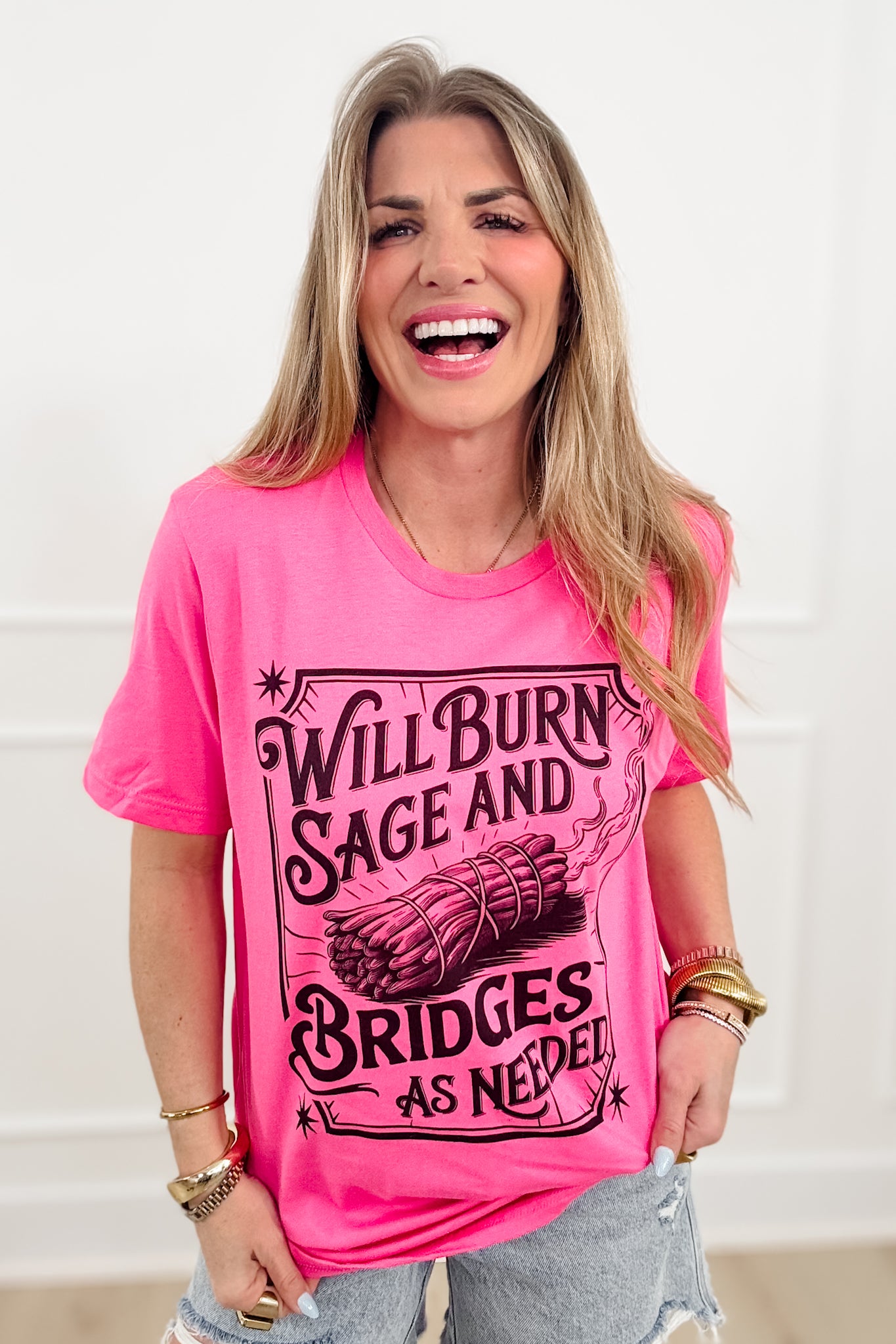 Plus/Reg Short Sleeve "Will Burn Sage And Bridges..." Graphic Tee