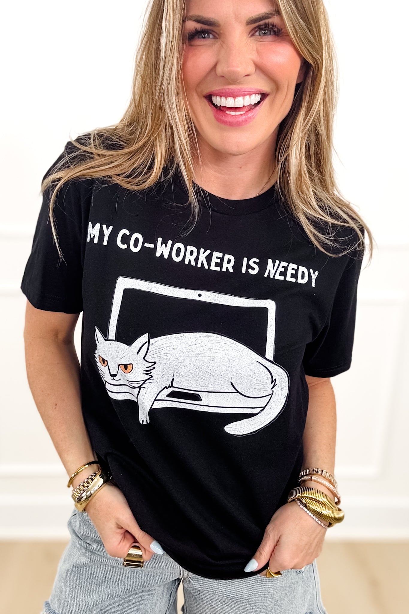 Plus/Reg Short Sleeve "My Co Worker Is Needy" Graphic Tee