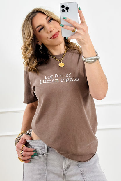 Plus/Reg Short Sleeve Espresso "Big Fan of Human Rights" Graphic Tee