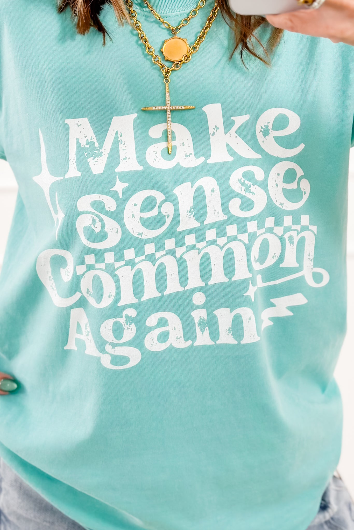 Plus/Reg Short Sleeve "Make Sense Common Again" Graphic Tee
