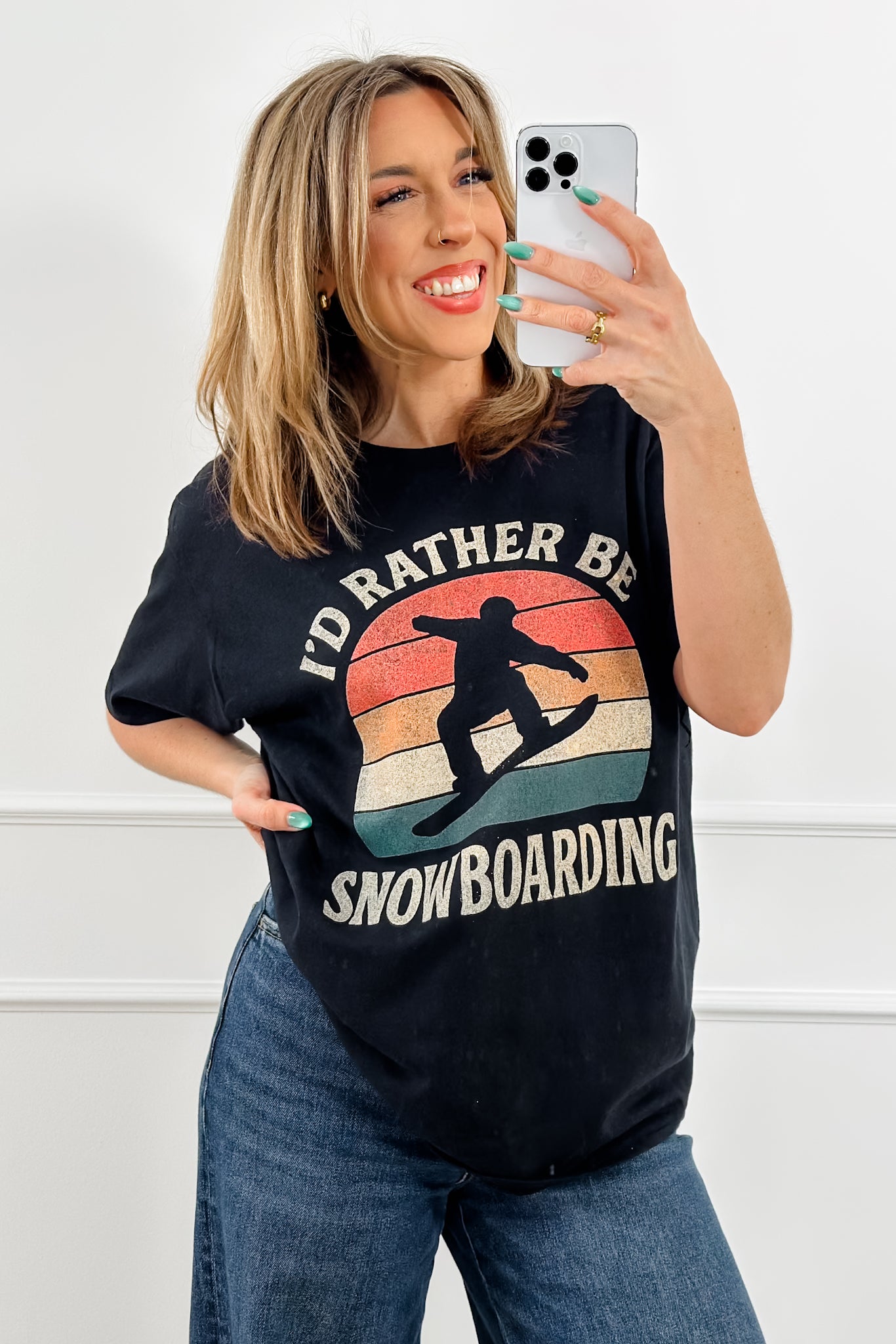 Plus/Reg Short Sleeve "I'd Rather Be Snowboarding" Graphic Tee
