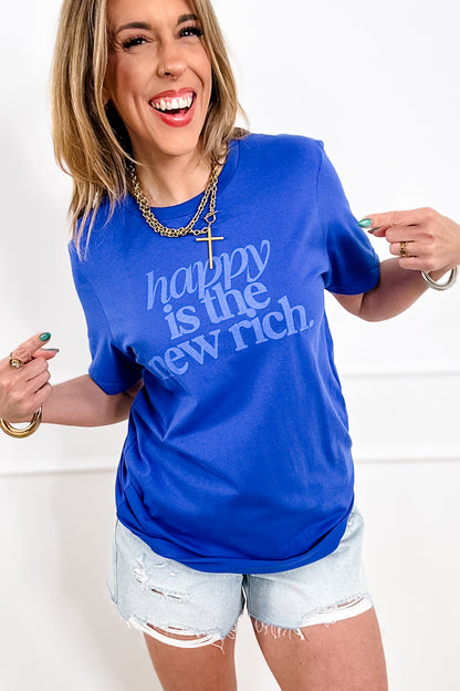 Plus/Reg Long Sleeve "Happy Is The New Rich" Graphic Tee