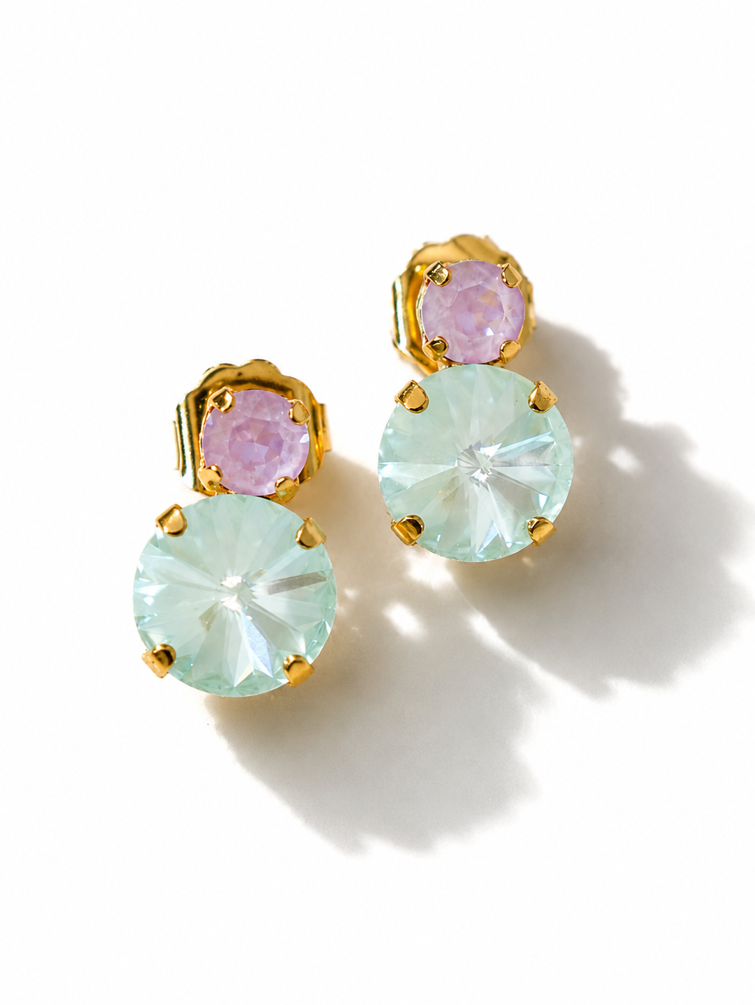 TOVA Baby Maegan Blush and Mint Crystal Drop Earrings