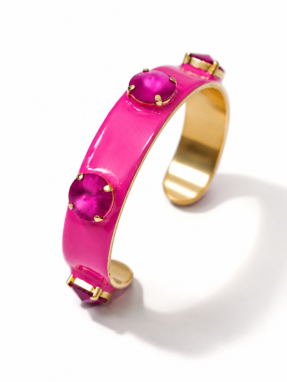 TOVA Linsey Pink Open Cuff Enamel Bracelet