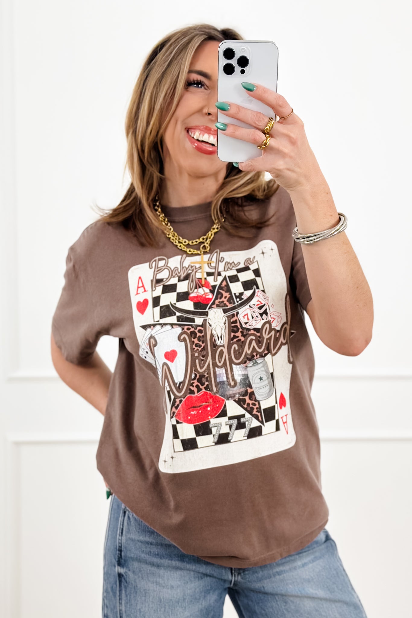 Plus/Reg Short Sleeve "Baby, I'm A Wild Card" Graphic Tee