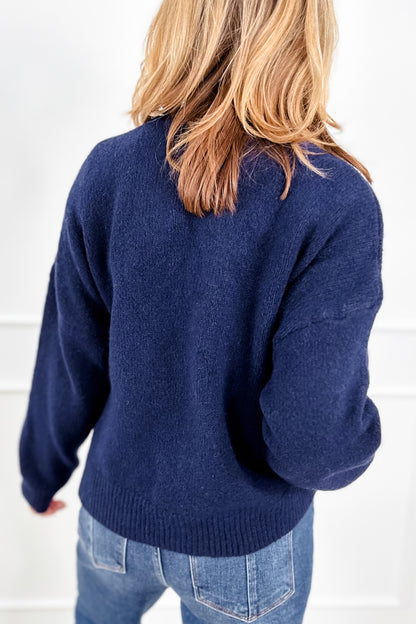 Knit Long Sleeve Sailboat Pullover Sweater