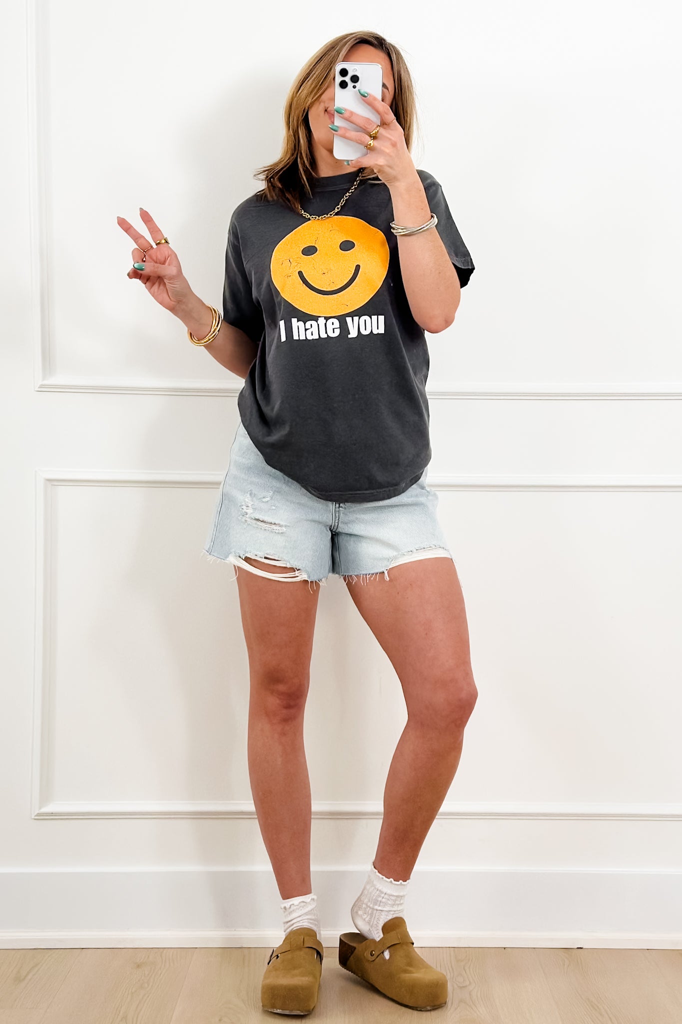 Plus/Reg Short Sleeve "I Hate You, Smiley" Graphic Tee