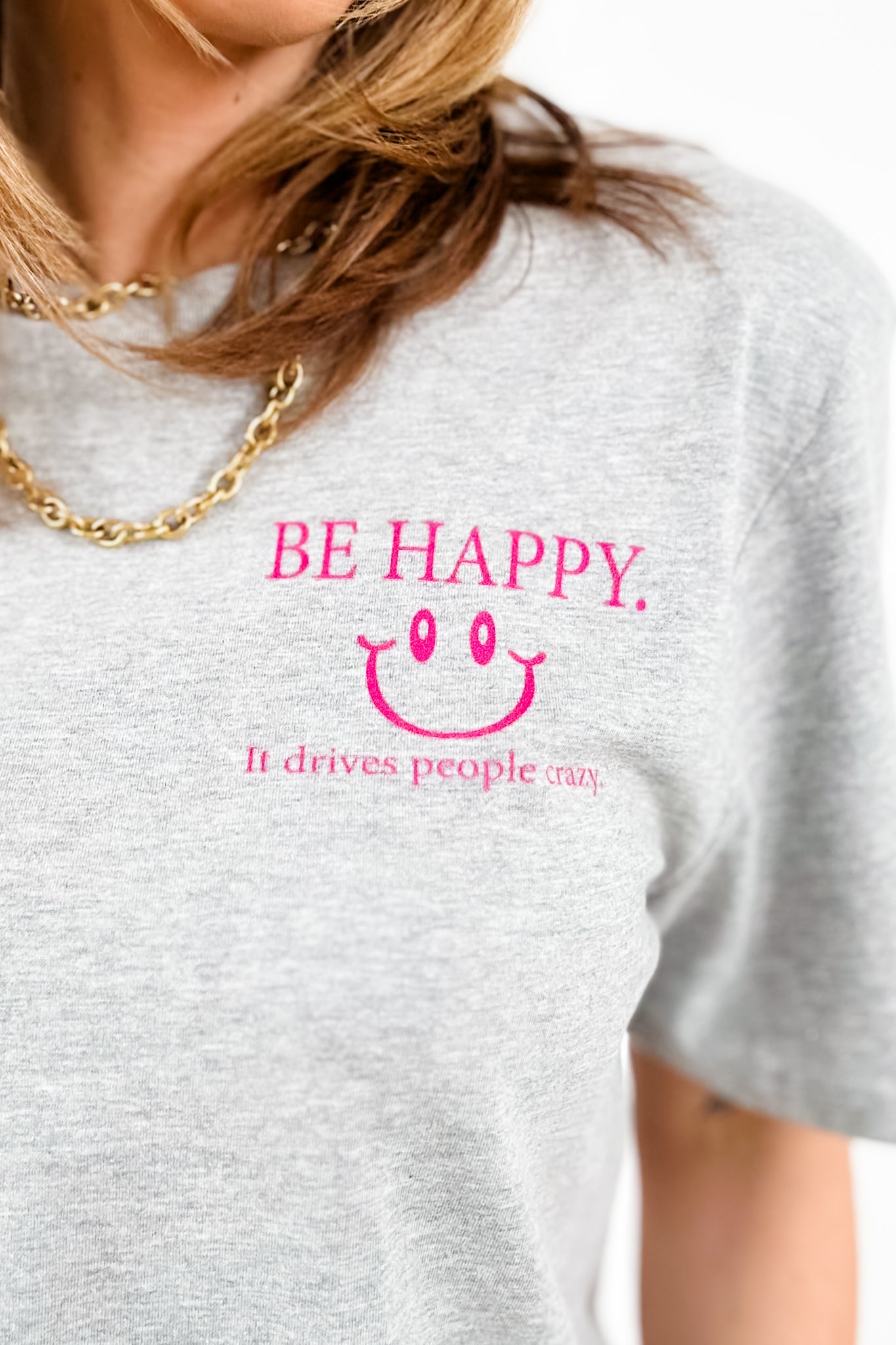 Plus/Reg Short Sleeve "FP Be Happy - It Drives People Crazy" Graphic Tee