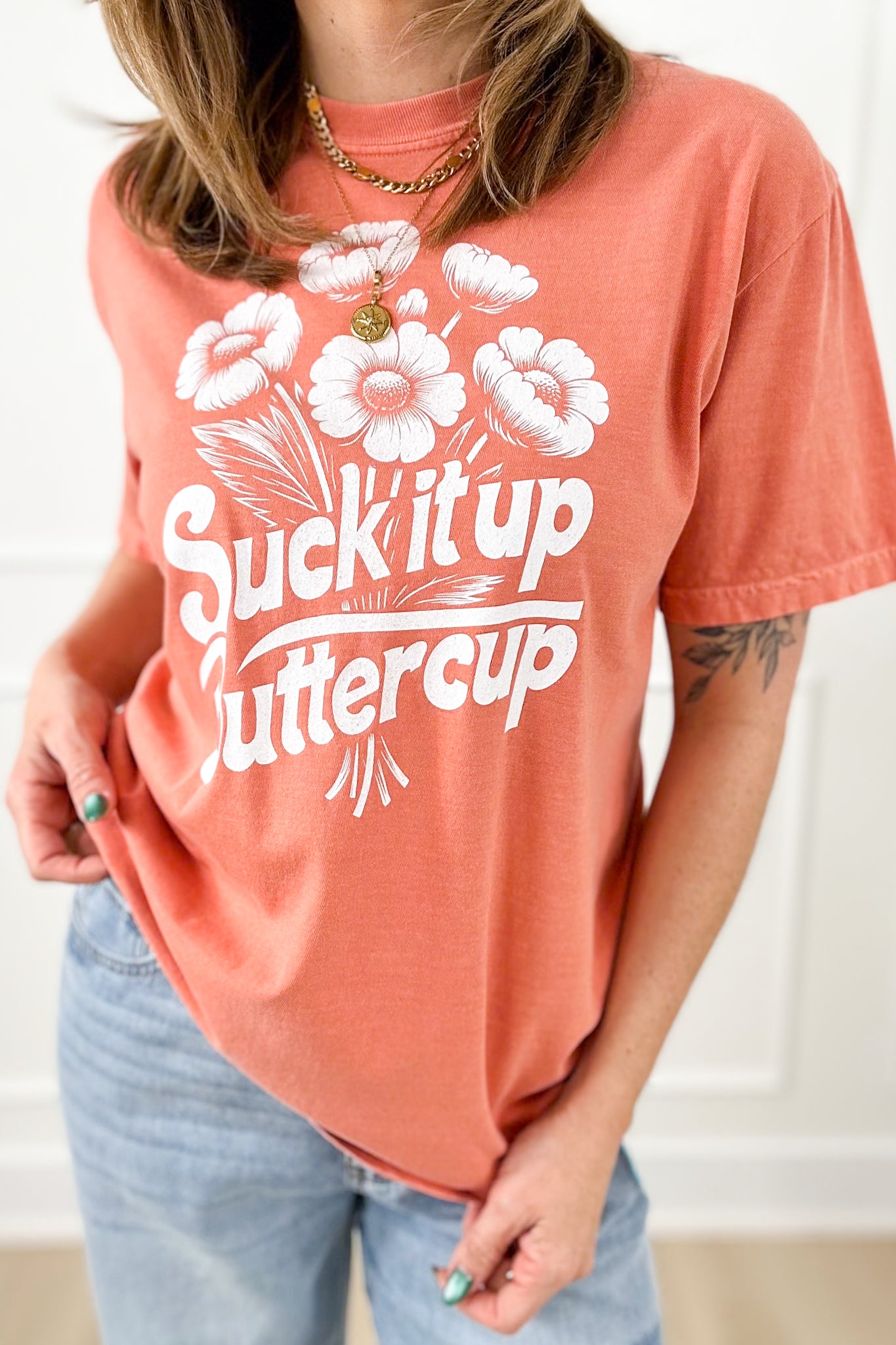 Plus/Reg Short Sleeve "Suck It Up Buttercup" Graphic Tee