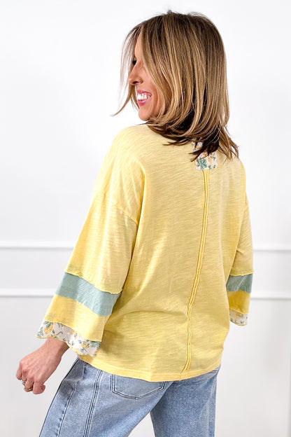 3/4 Sleeve Daisy Patch Pullover Top