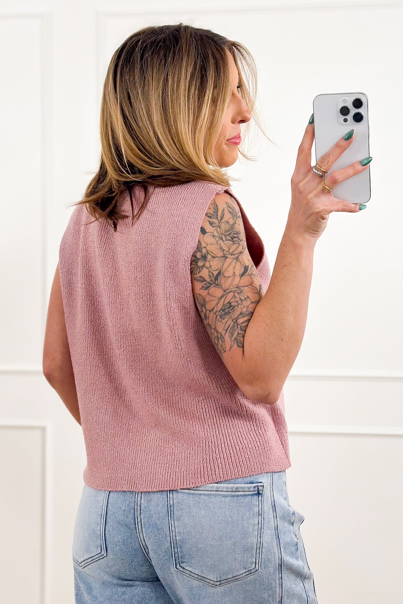 Sleeveless Button Down Sweater Vest