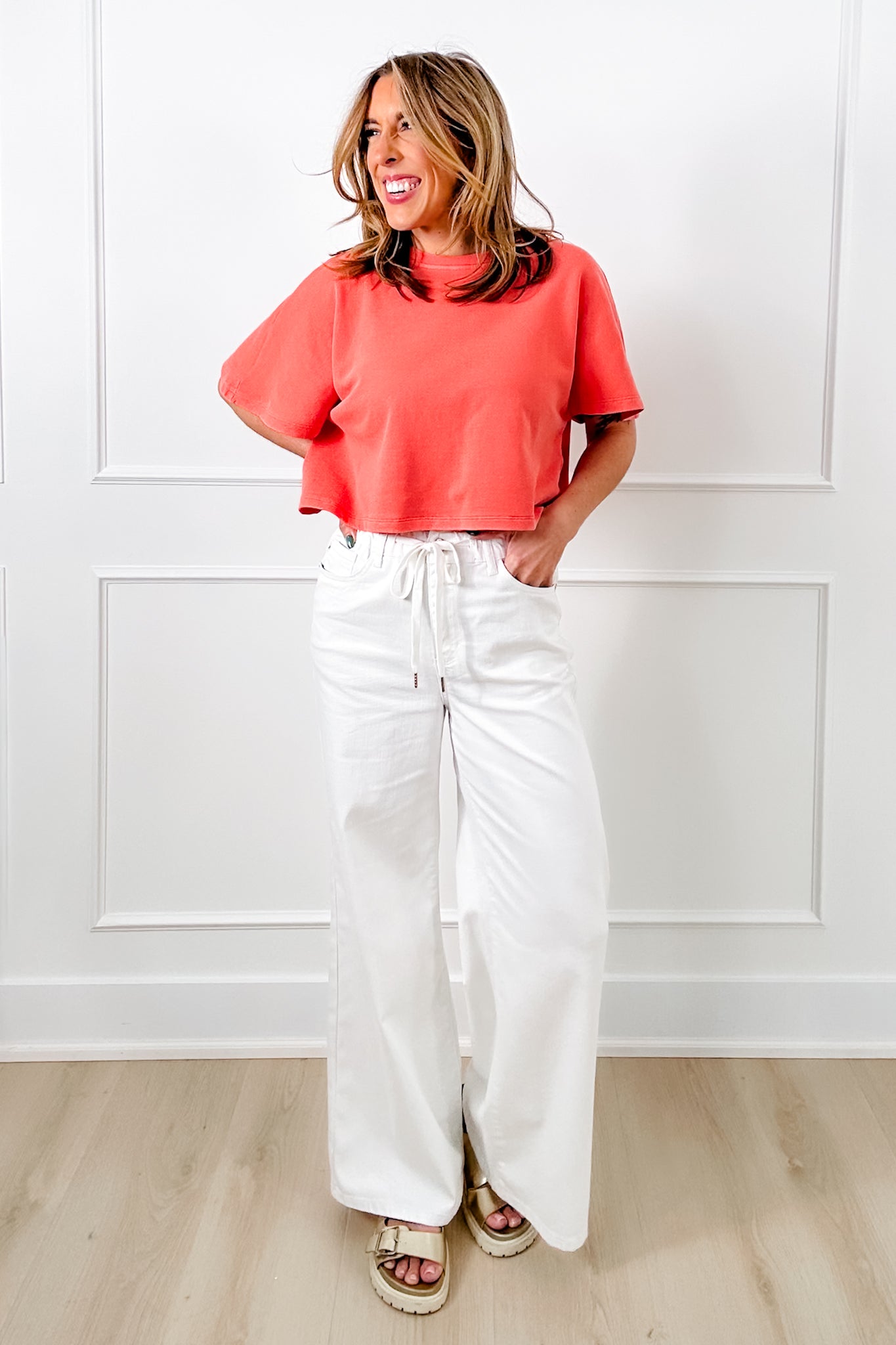 Knit Short Bell Sleeve Crop Top