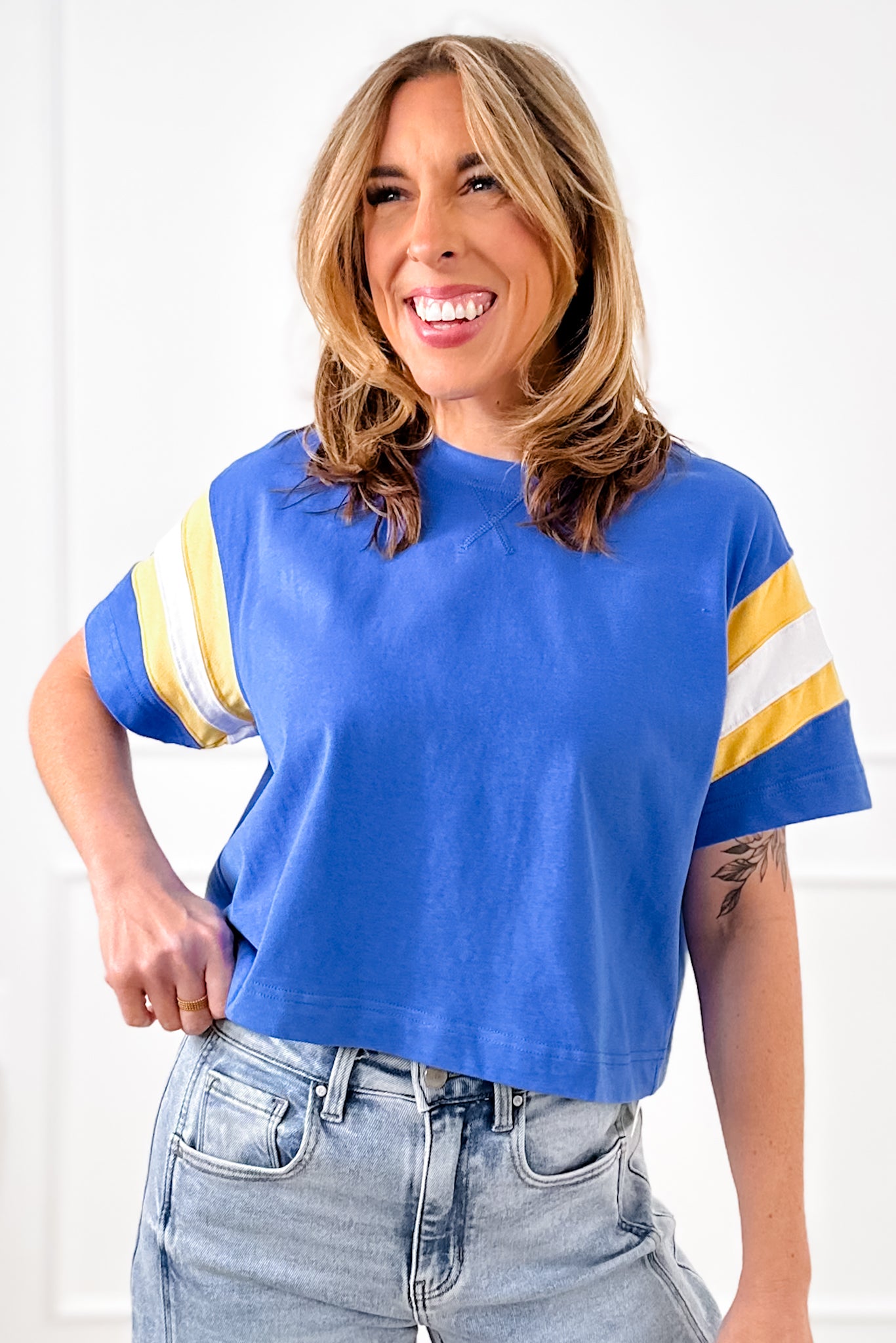 Short Sleeve Color Block Top