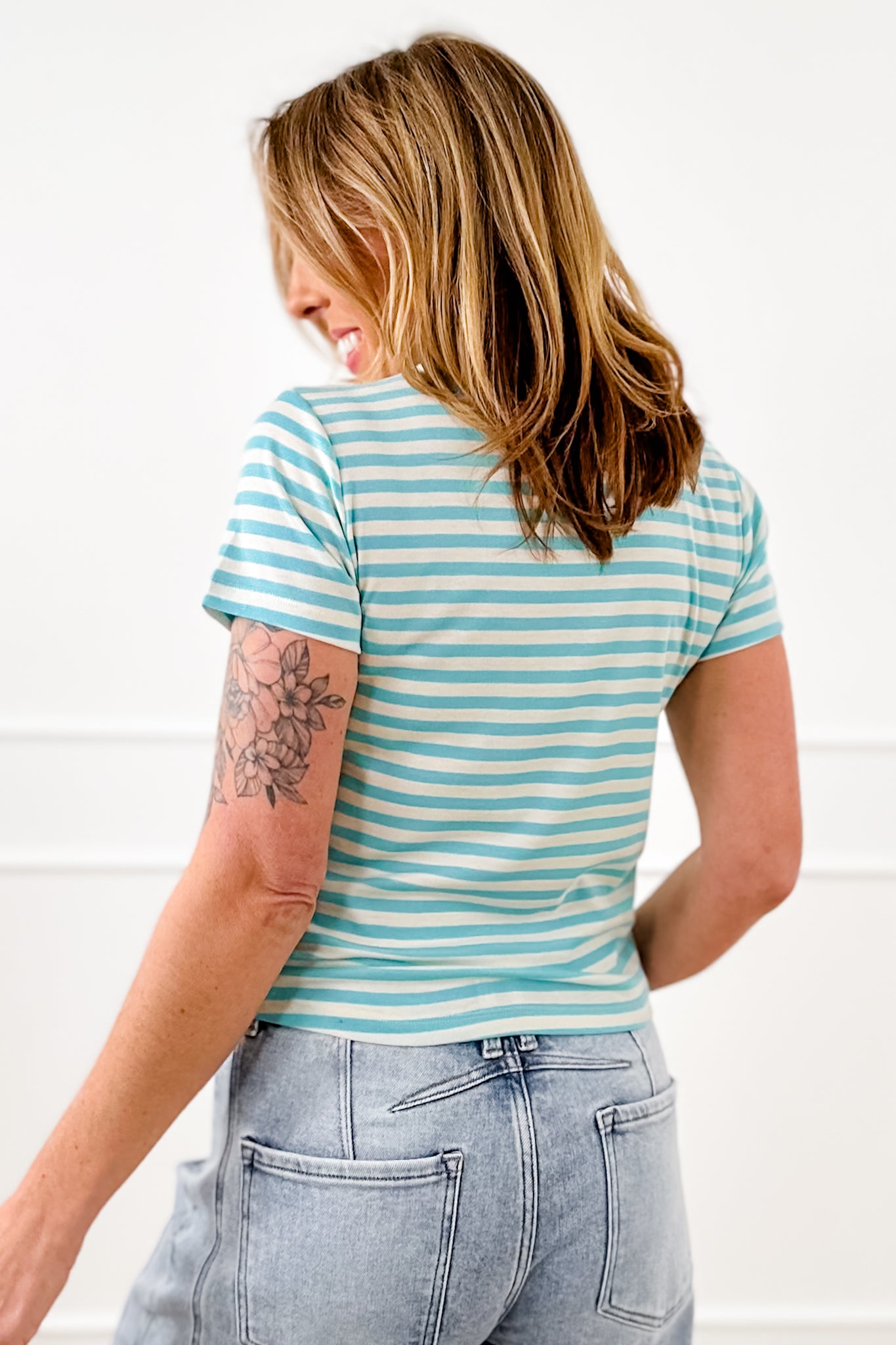 Knit Short Sleeve Striped Top