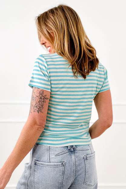 Knit Short Sleeve Striped Top