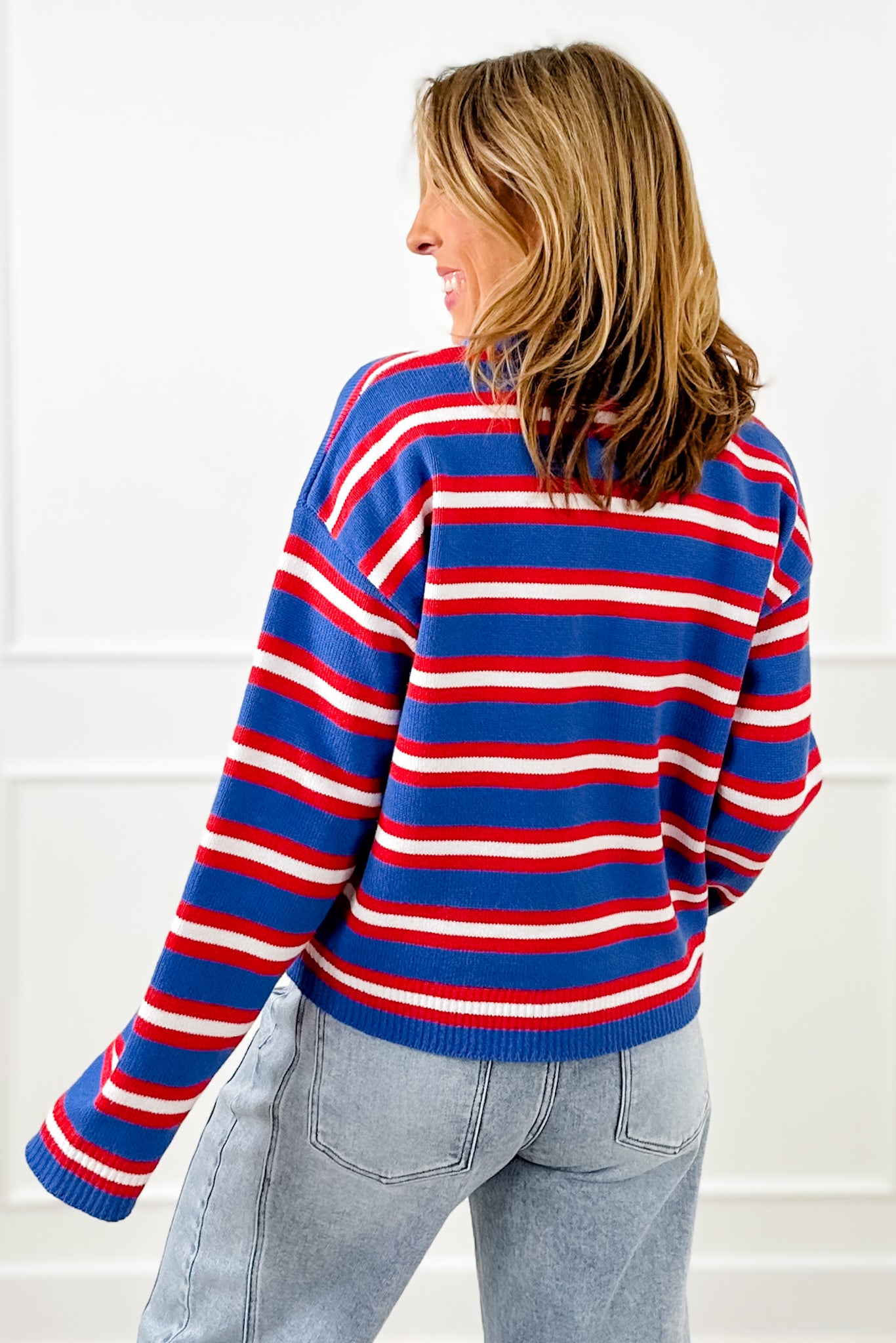 Multi Color Stripe Long Sleeve Button Down Cardigan