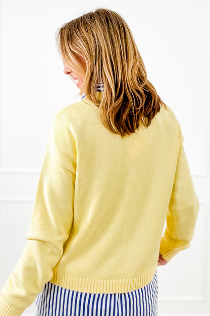 Knit Long Sleeve Pullover Sweater with Fish Detail