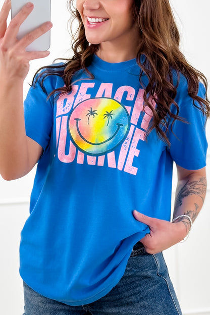 Plus/Reg Short Sleeve "Beach Junkie, Smiley" Graphic Tee