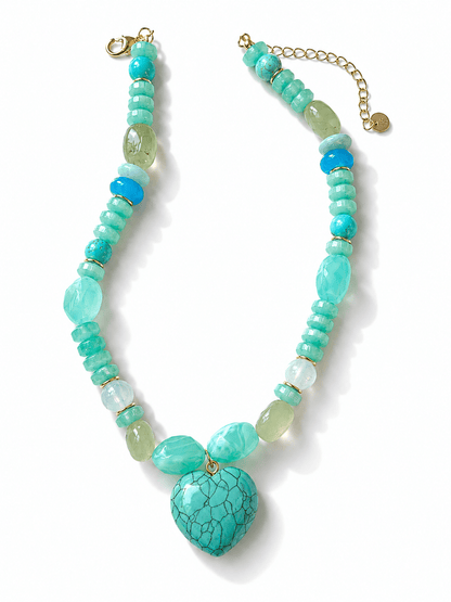 Treasure Jewels Mint Gem Heart Necklace - Freckled Poppy