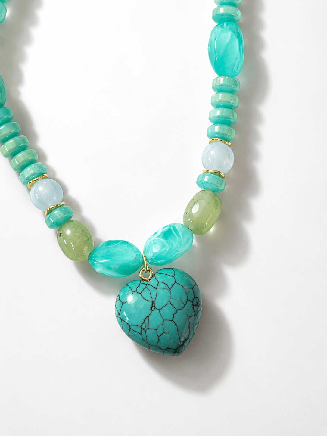 Treasure Jewels Mint Gem Heart Necklace - Freckled Poppy