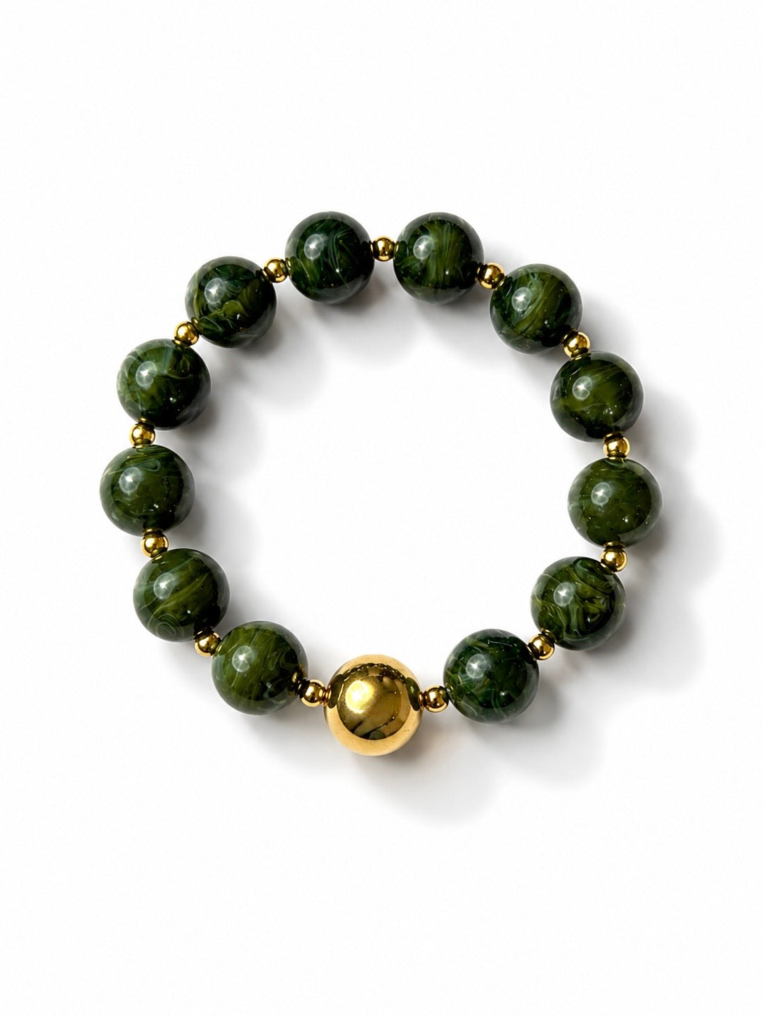 Green Beaded Stretch Bracelet