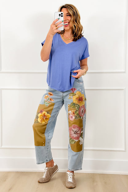 Plus/Reg Solid Relaxed Fit Short Sleeve V Neck Top