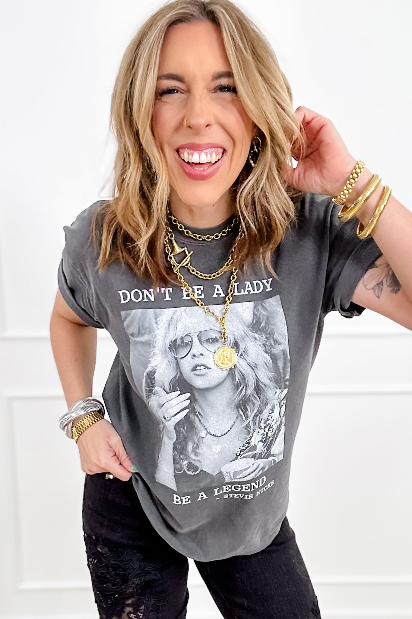 Plus/Reg Short Sleeve "Don't Be a Lady" Graphic Tee