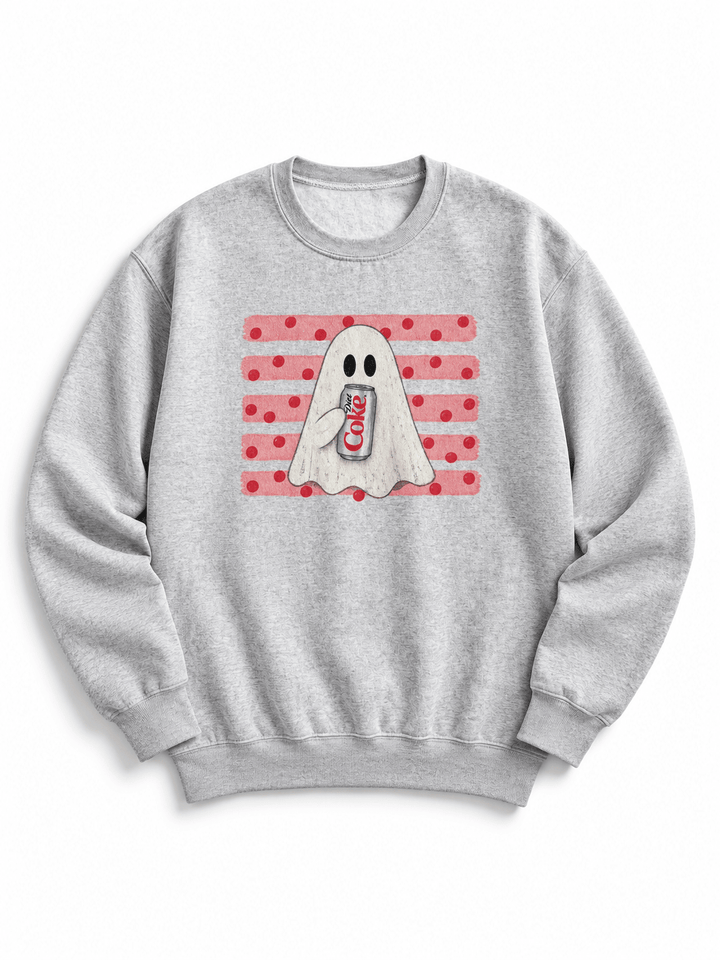 Plus/Reg Long Sleeve Diet Coke Ghost Graphic Sweatshirt - Freckled Poppy