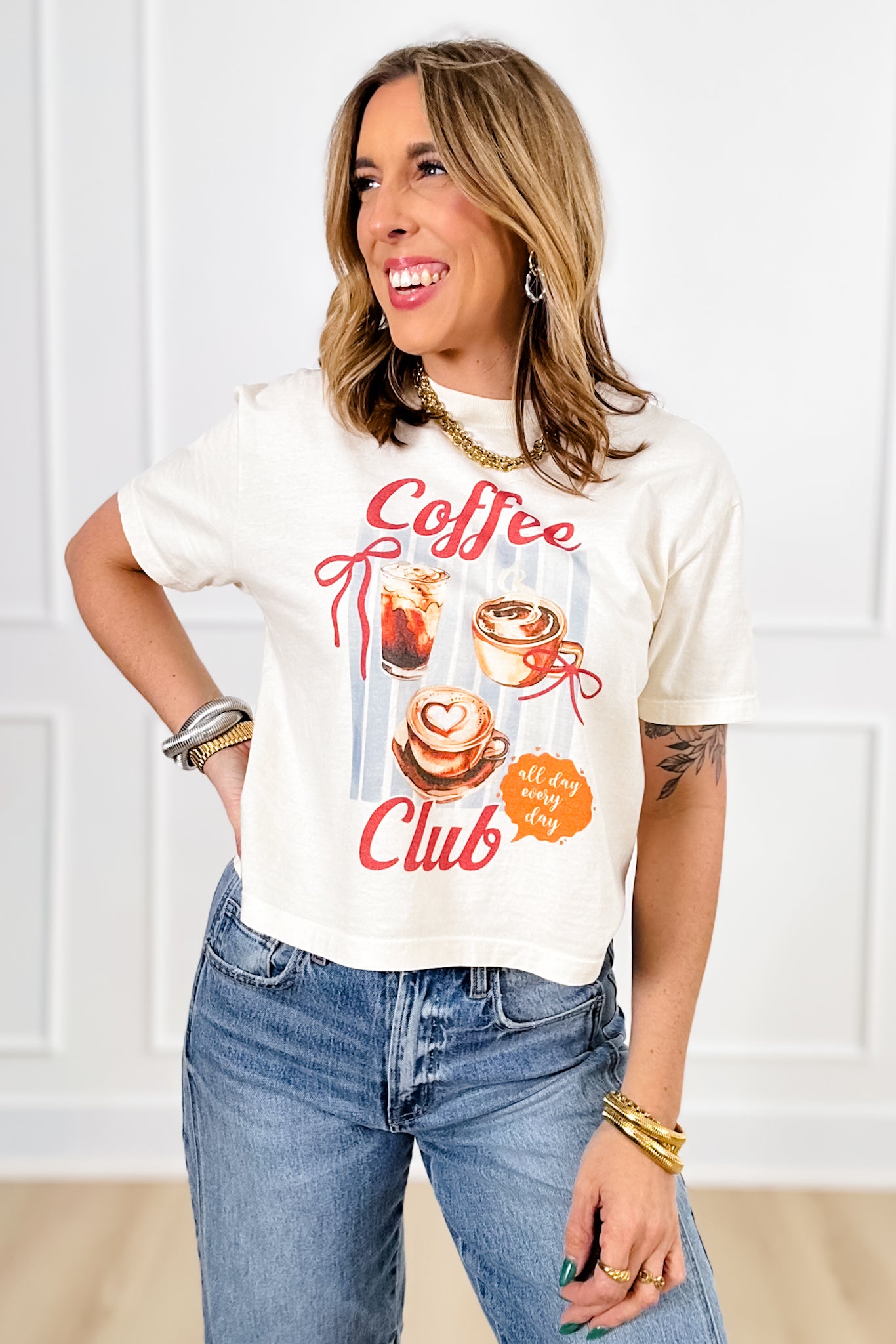 Plus/Reg Short Sleeve "Coffee Club" Graphic Tee