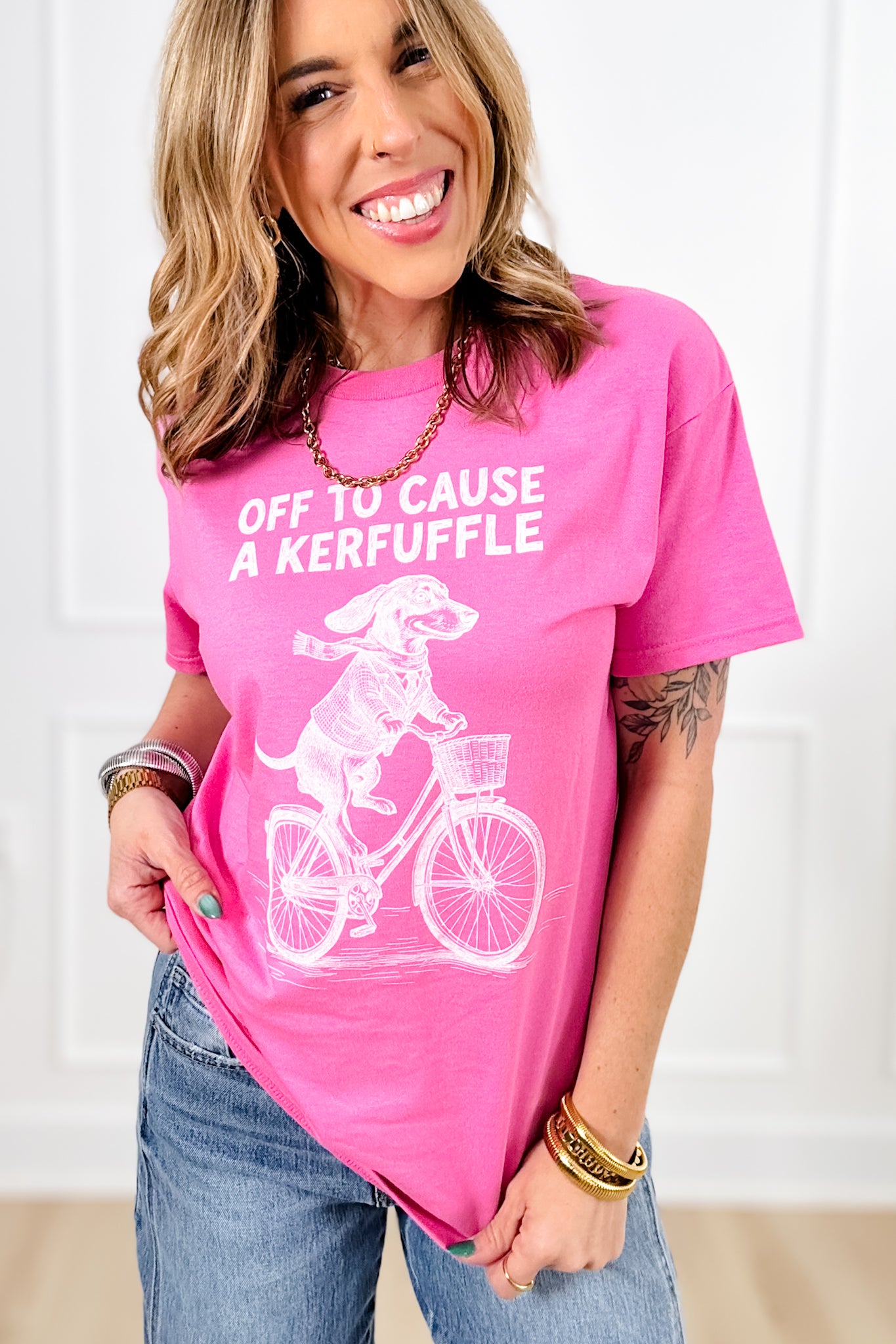 Plus/Reg Short Sleeve "Off To Cause A Kerfuffle" Graphic Tee