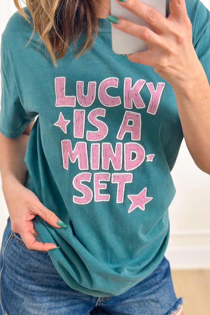 Plus/Reg Short Sleeve "Lucky Is A Mind Set" Graphic Tee