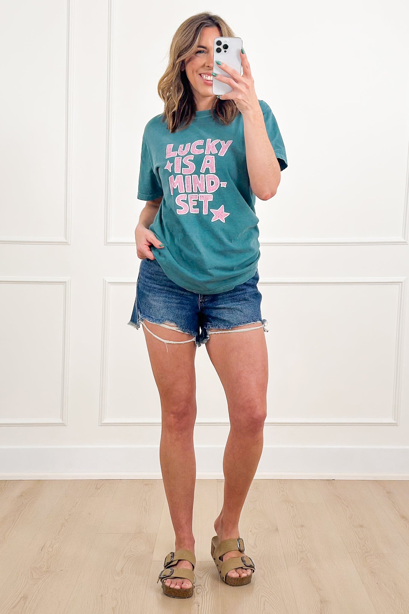 Plus/Reg Short Sleeve "Lucky Is a Mind Set" Graphic Tee