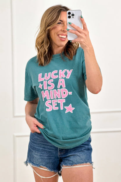 Plus/Reg Short Sleeve "Lucky Is a Mind Set" Graphic Tee