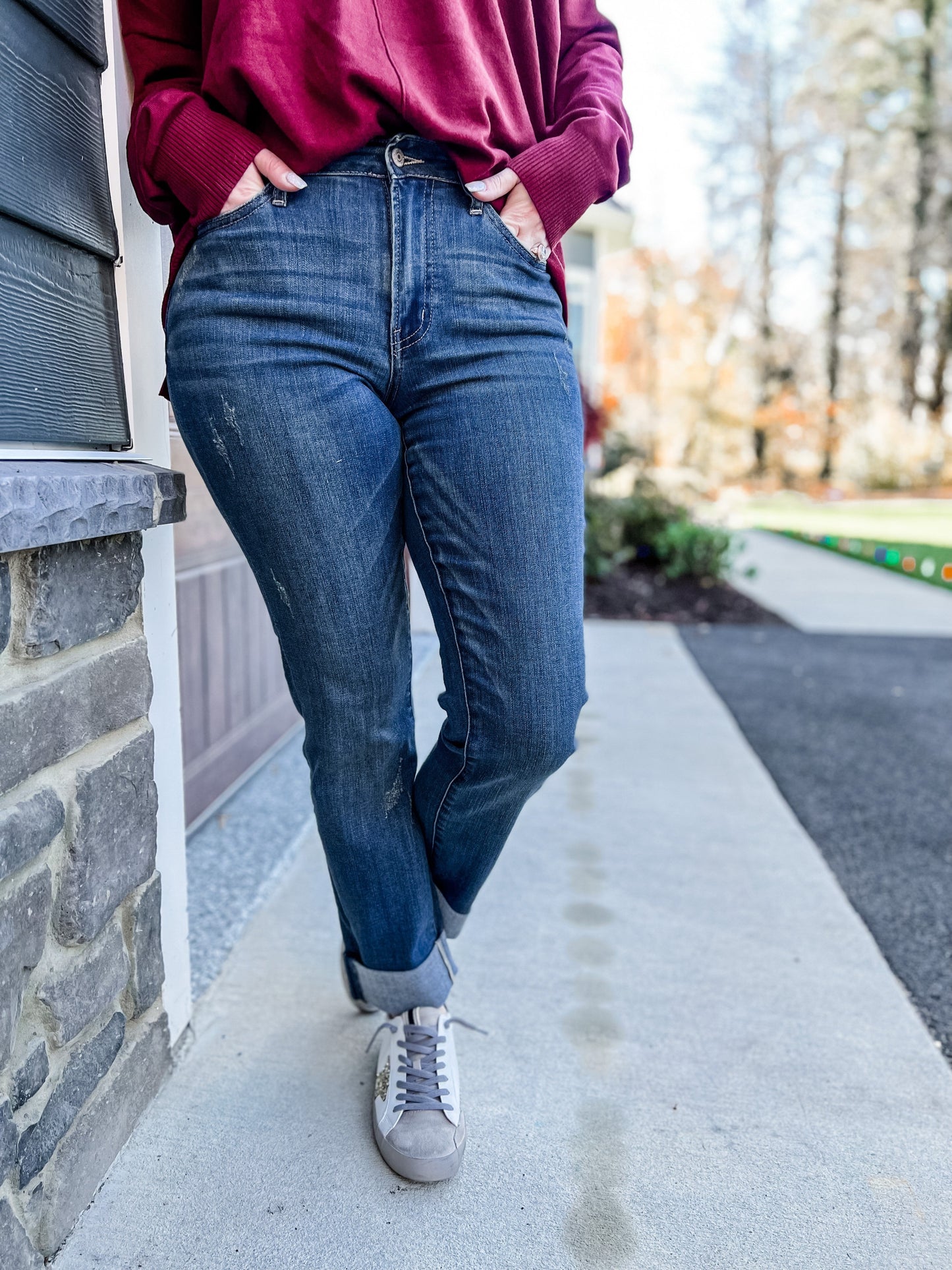 Judy Blue midrise double cuff long boyfriend