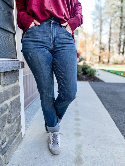 Judy Blue midrise double cuff long boyfriend
