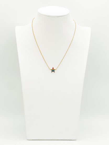 Mini Rainbow Star Charm Necklace