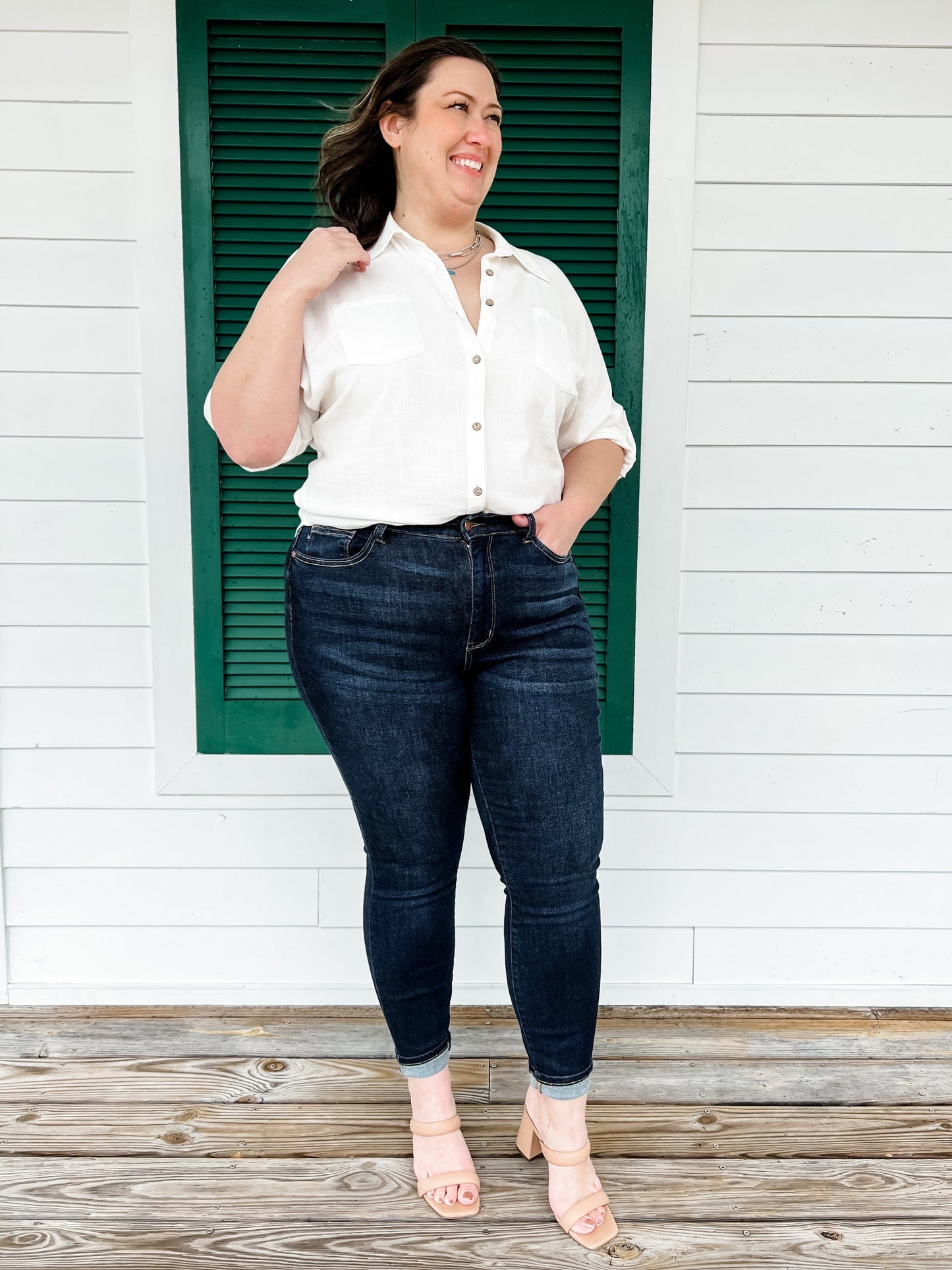 Judy Blue Everyday Wear 3.0 (High Rise) Dark Wash High Waist Skinny with Handsanding