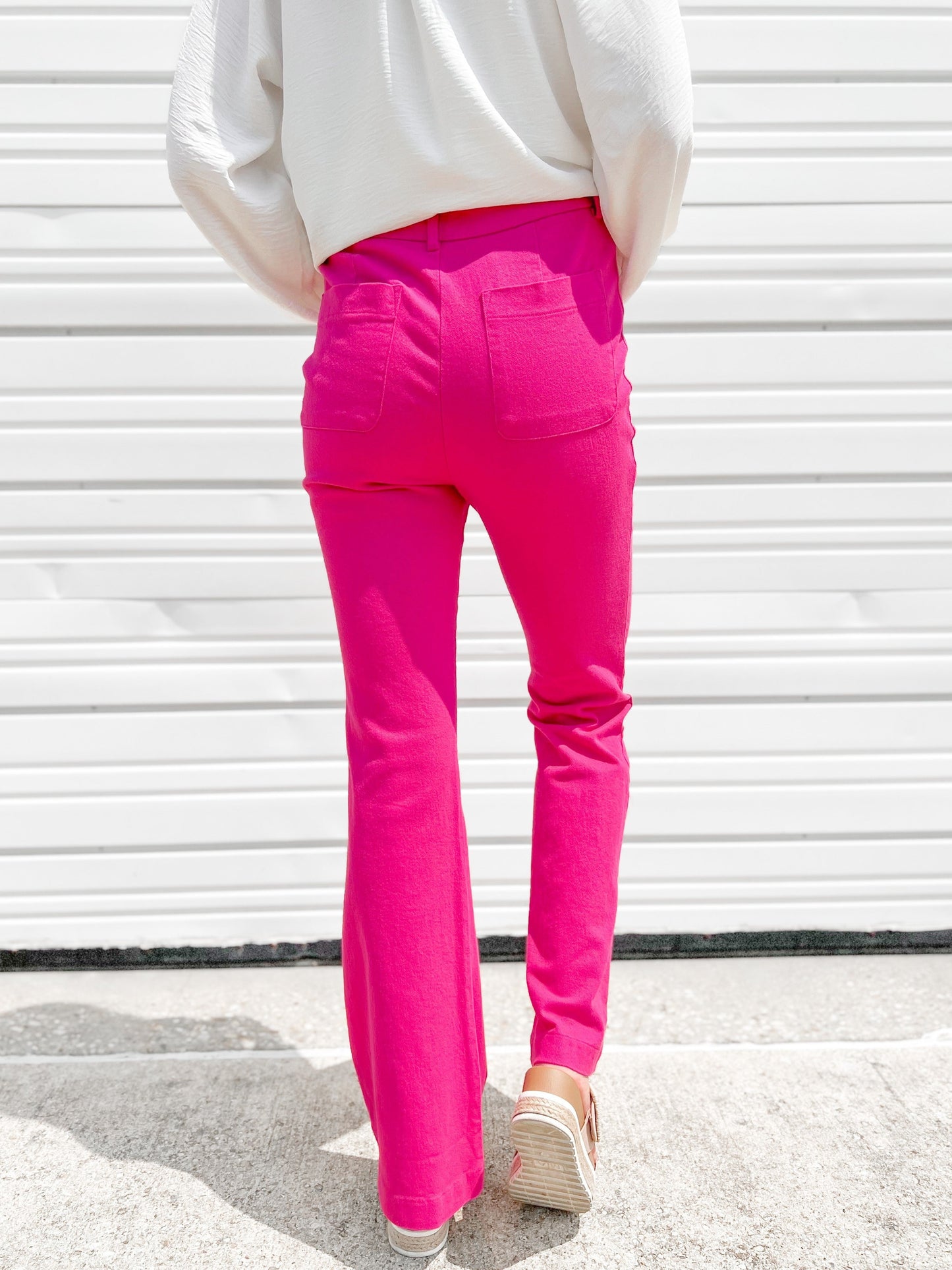 Solid Leg Pants With Back Pocket Detail (Multiple Colors)