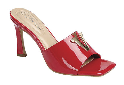 Patent Leather V-Accent Sandal - Freckled Poppy