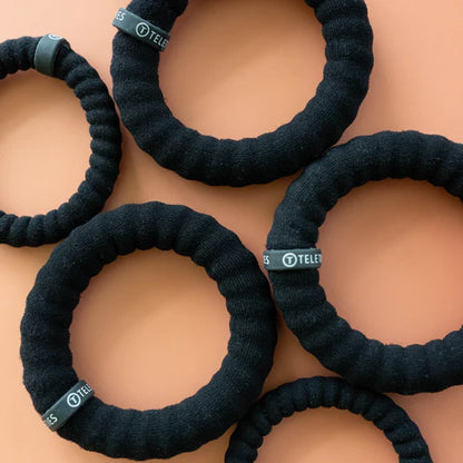 Teleties Jet Black Nylon Hair Ties
