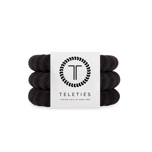 Teleties Jet Black Nylon Hair Ties