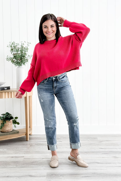 Lovervet High Rise Medium Wash Distressed Straight Leg Jeans