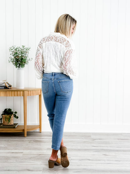 Lovervet High Rise Medium Wash Slim Straight Leg Jeans