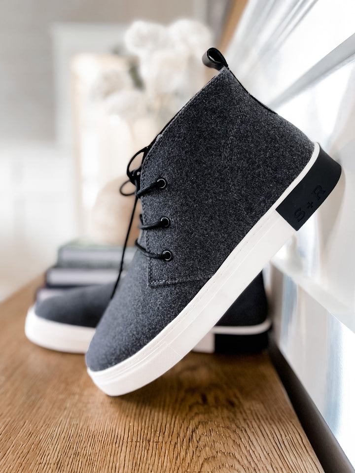 Men's Charcoal Flannel High Top Sneakers
