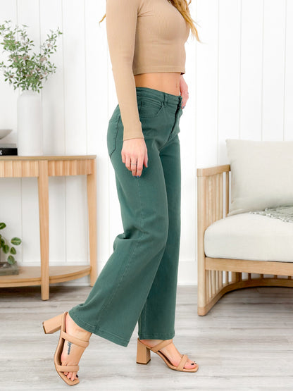 Plus/Reg Mineral Wash High Waist Wide Leg (Multiple Colors)